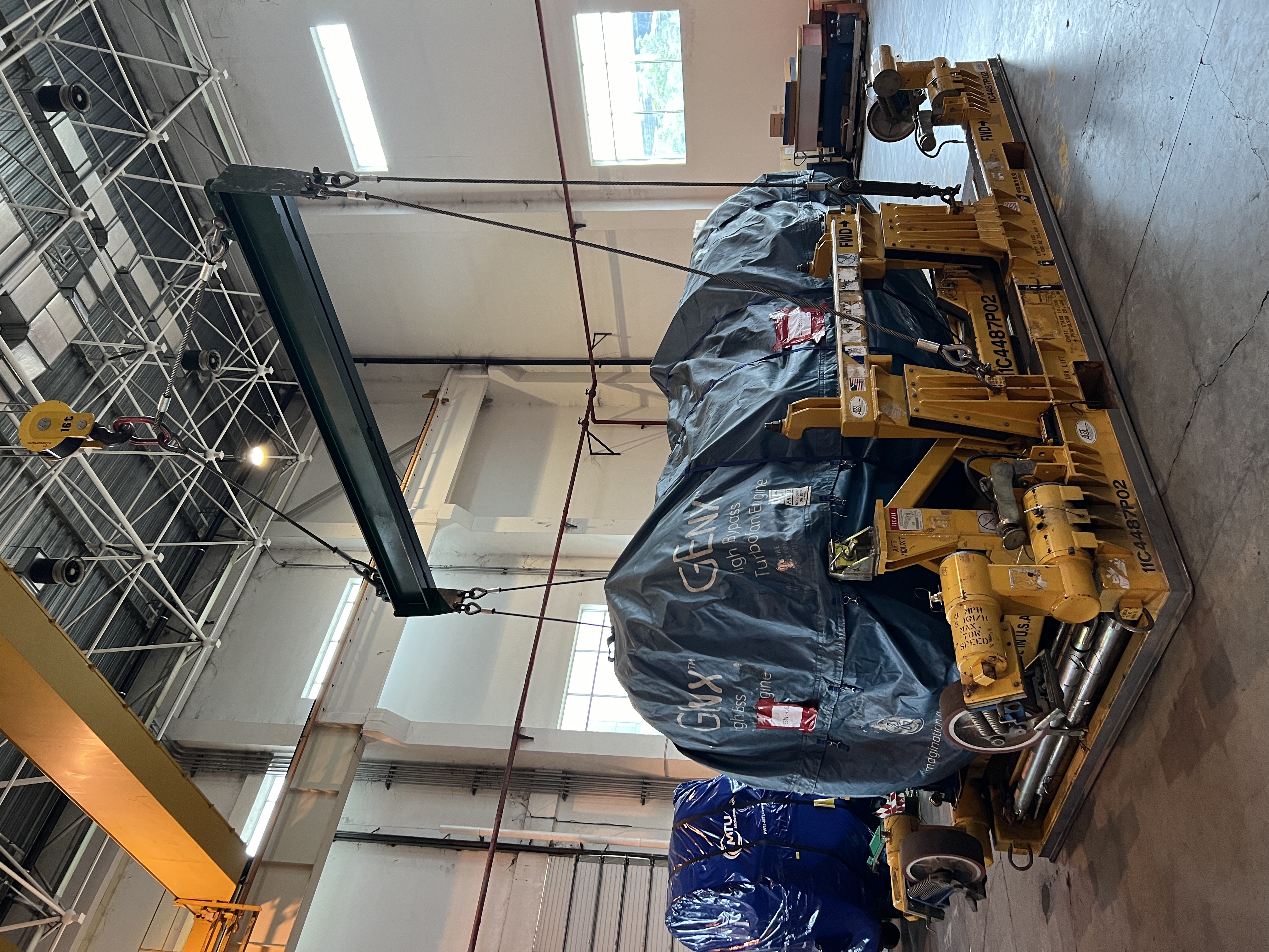 Crane infrastructure for engine handling