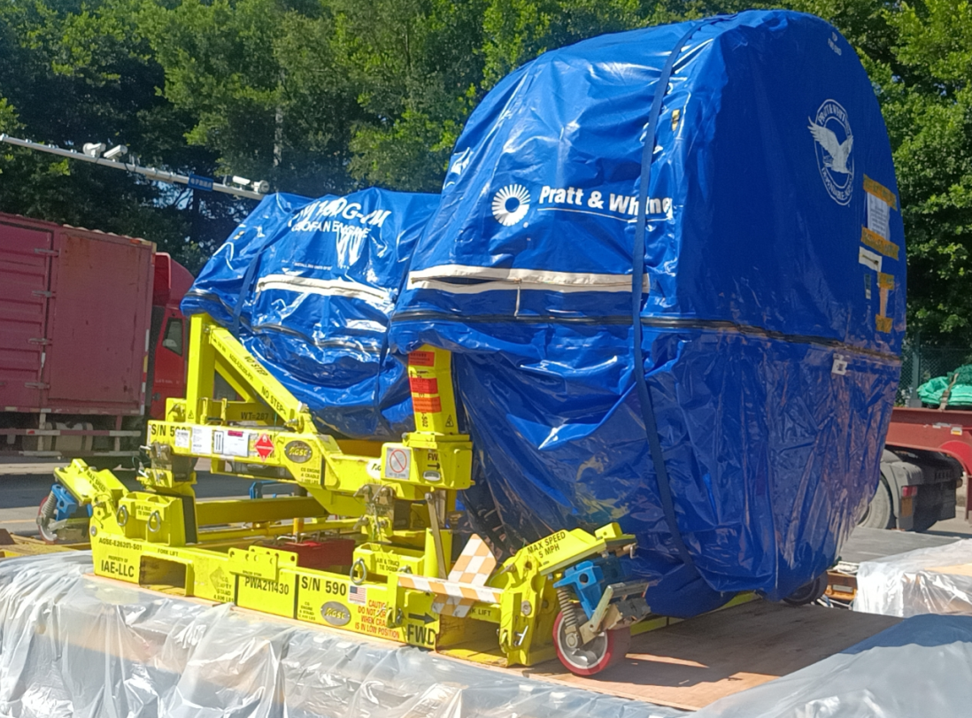Aircraft engines prepared for road transport